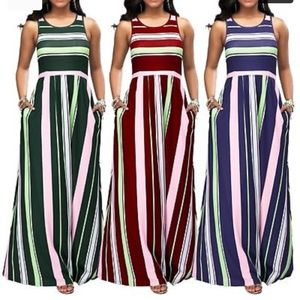 New Green/Pink Sleeveless Maxi Dress